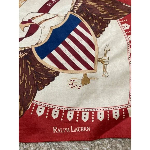 VINTAGE RALPH LAUREN POLO WOMEN'S WESTERN 100% SILK EAGLE CREST SCARF NWT - Picture 6 of 7